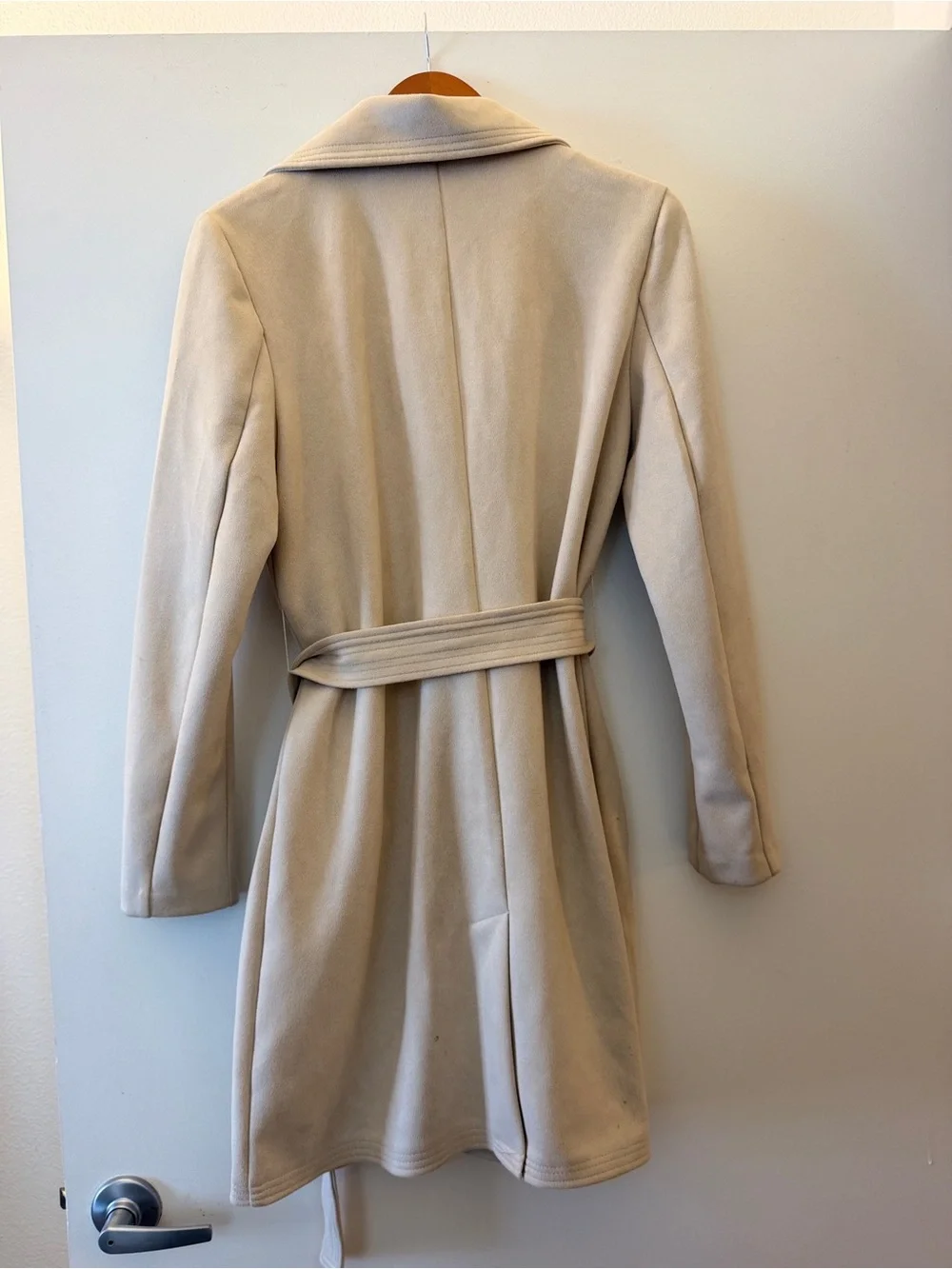 Marc New York Vanilla & Toffee Faux Suede Belted Trench Coat Twin Set - Picture 7 of 8